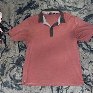 Travis Mathew Red Polo Shirt with Gray Accents